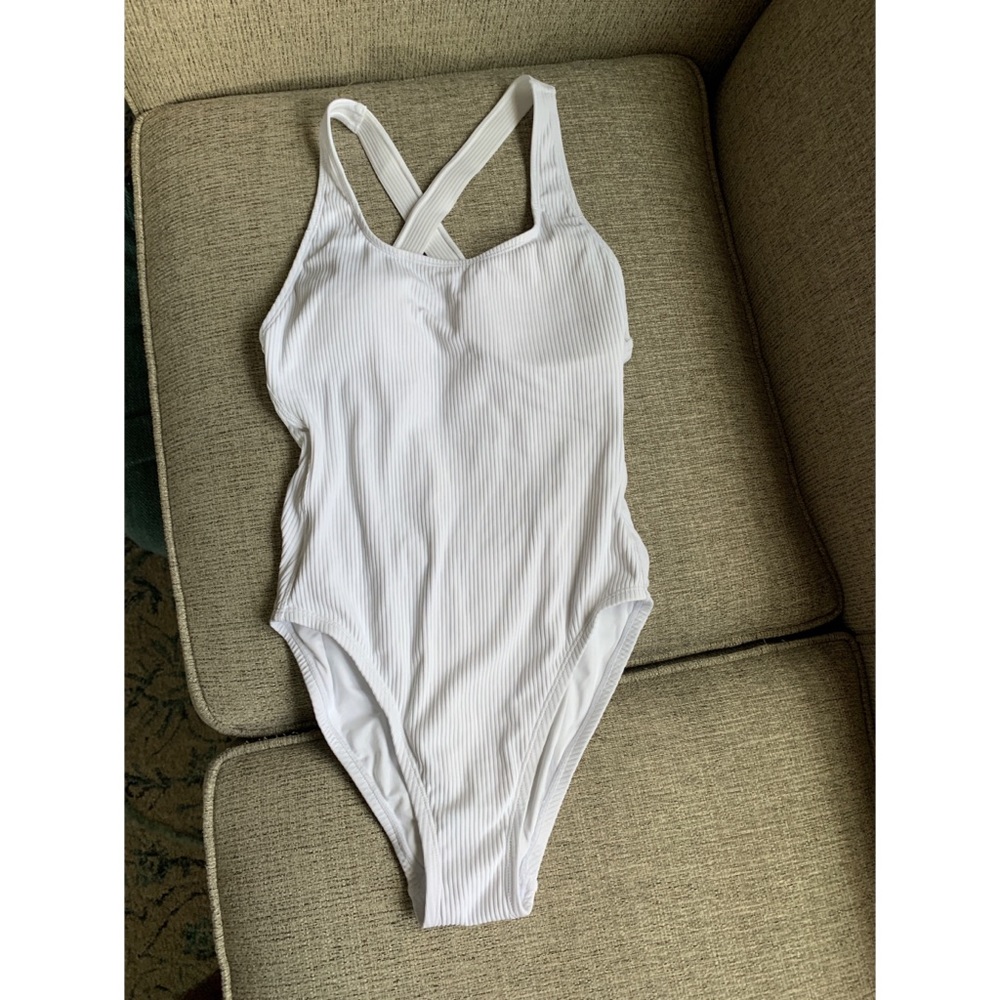 One Piece Bathing Suit (White, Size S)